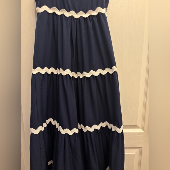 Sail To Sable Ric-Rac Bow Strap Maxi Dress Navy - Picture 4 of 6